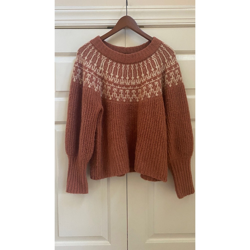 Universal Thread Sweater Women L Rust Fair Isle Nordic Earthy Cottagecore Cabin